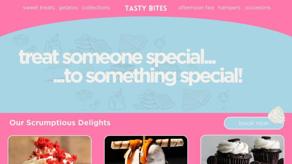 Restaurant homepage example