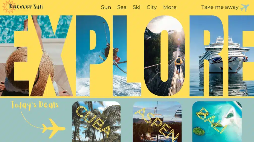 Travel homepage example