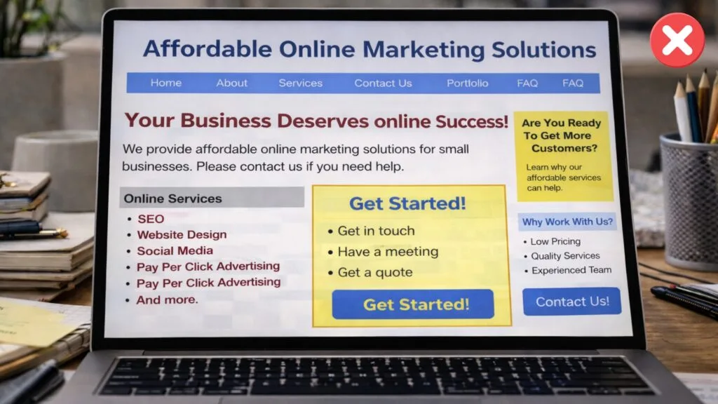 small business web design company bad design image