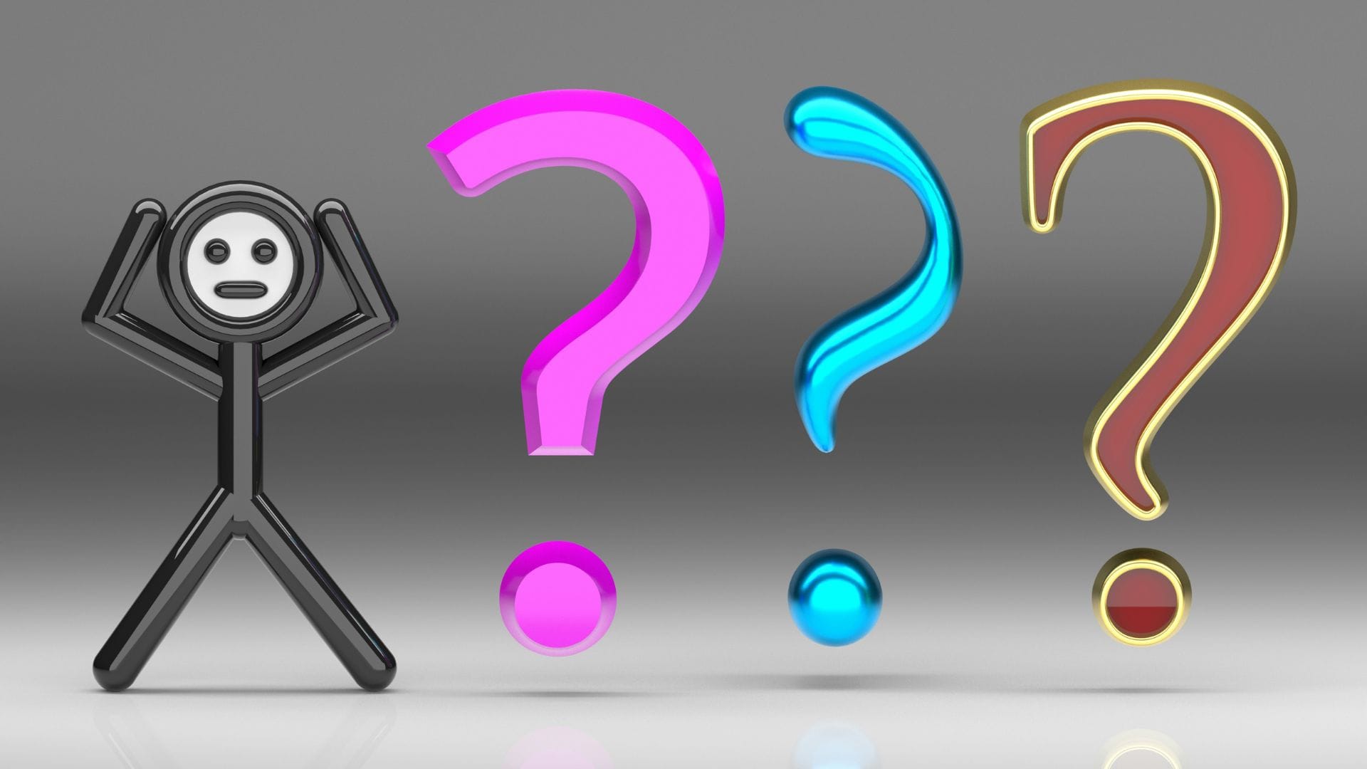 AN image of a stick person confused with 3 question marks next to them. Photo by Buddha Elemental £d.