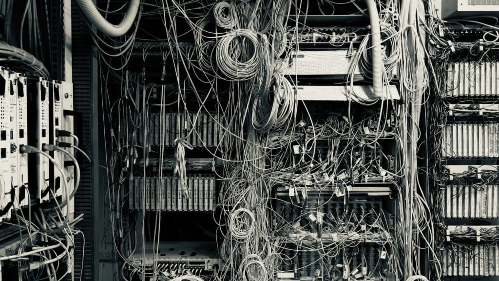 Loads of tangle cables in a server room. Photo by Ivan N. 