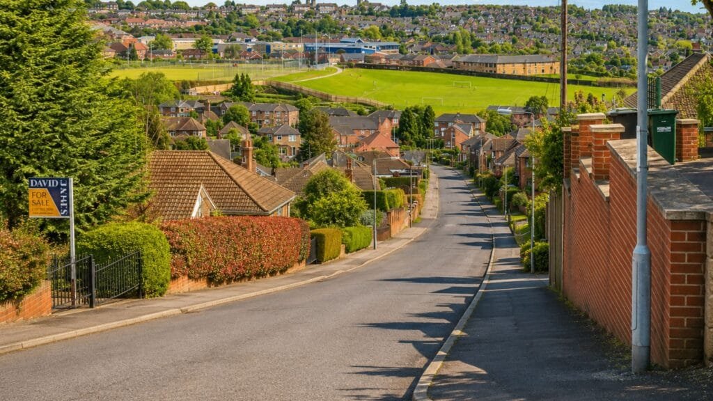 Affordable web design in Carlton showing a sunny view across Carlton, Nottingham, highlighting the residential area and local surroundings.