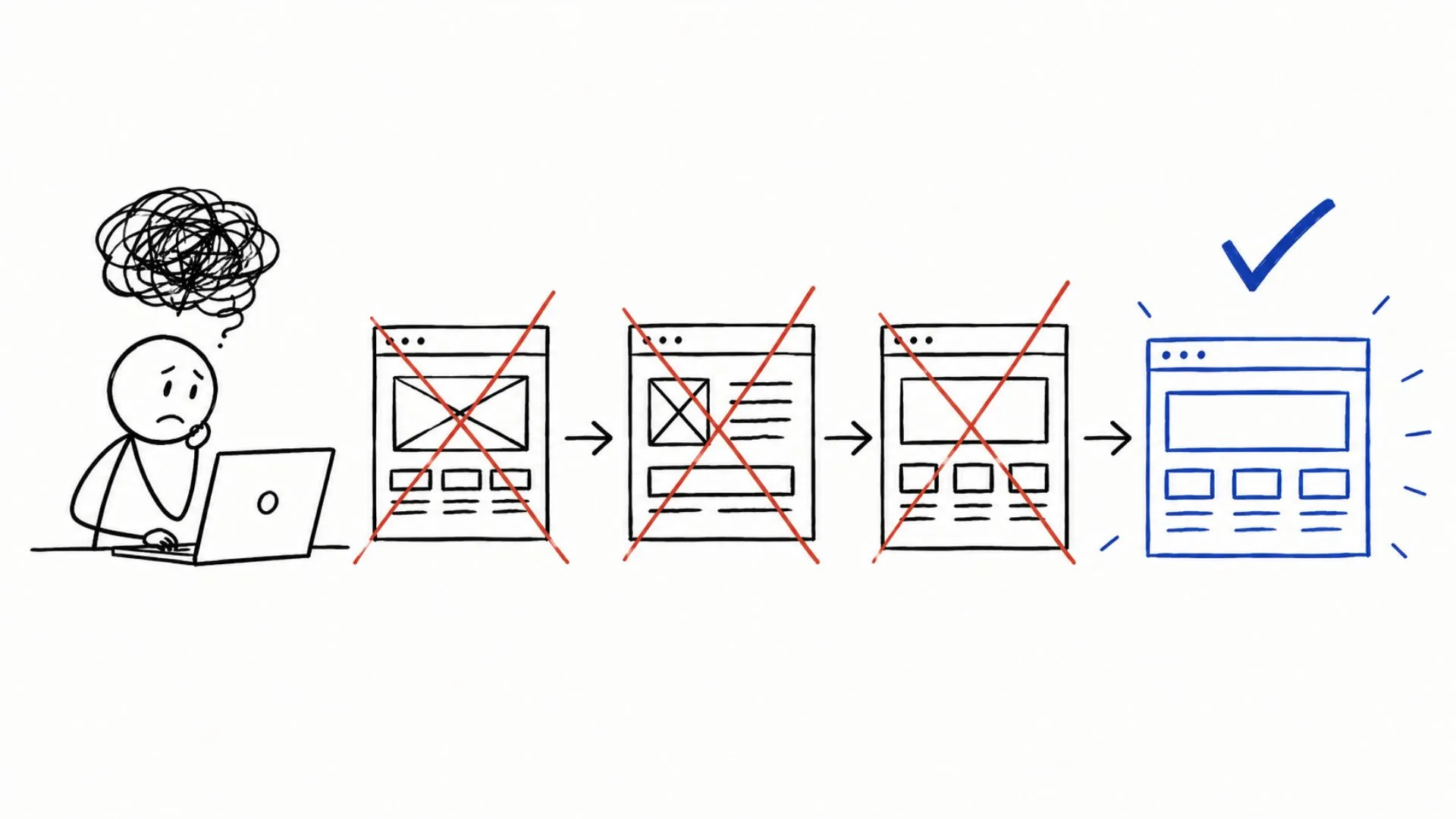 A stick man is gloomy as his website keeps breaking.